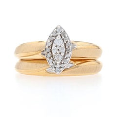 Keepsake Diamond Wedding Rings Yellow Gold 10k Round .20ctw Bride & Groom Bands