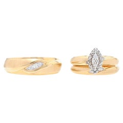Keepsake Diamond Wedding Rings Yellow Gold 10k Round .20ctw Bride & Groom Bands