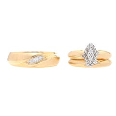 Keepsake Diamond Wedding Rings Yellow Gold 10k Round .20ctw Bride & Groom Bands