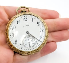 Keepsake Elgin 17 Jewel Gold Plate Pocket Watch with 1931 Presentation Engraving