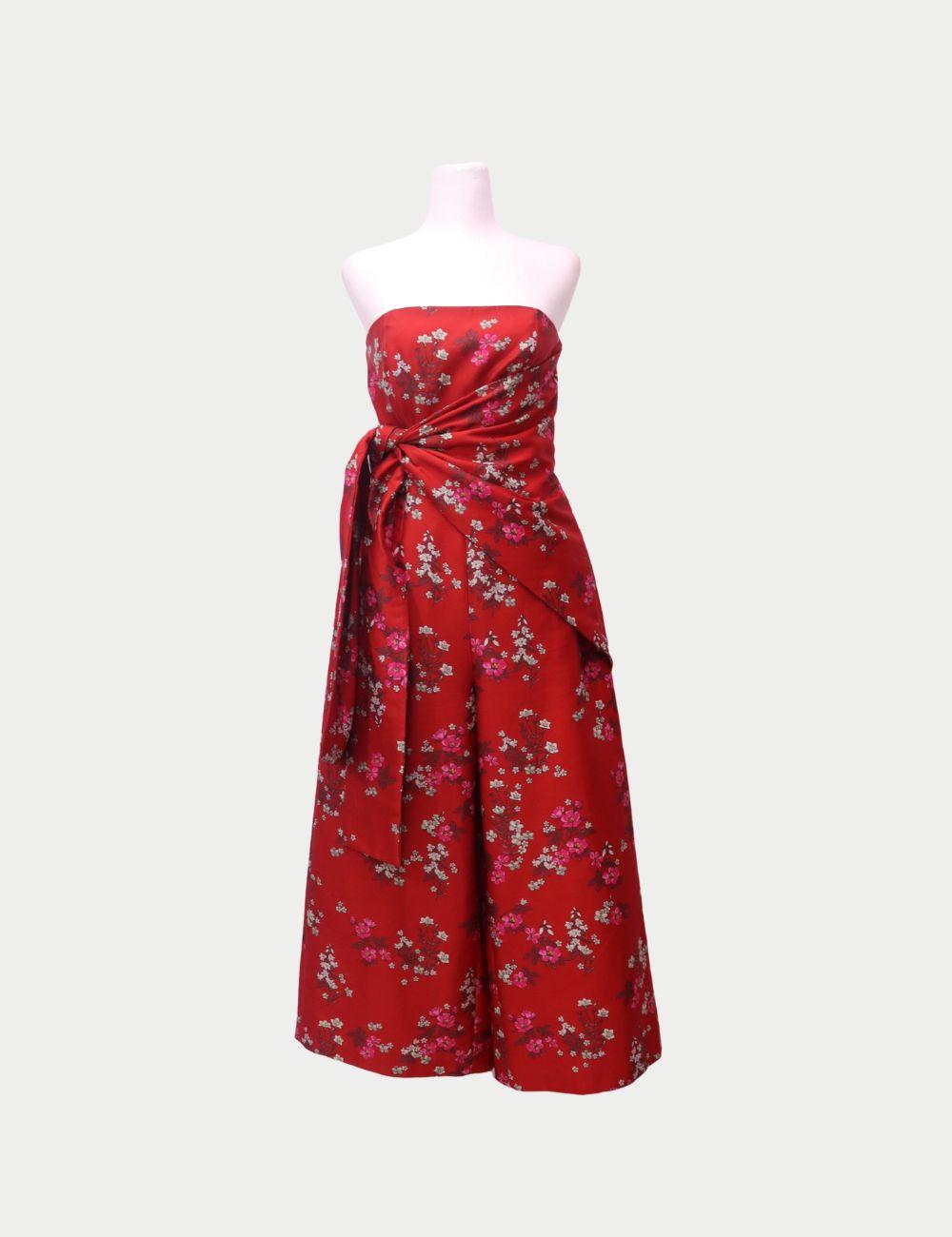 Keepsake Roter geblümter trägerloser Overall mit seitlicher Bindung - EU 38 Damen im Angebot