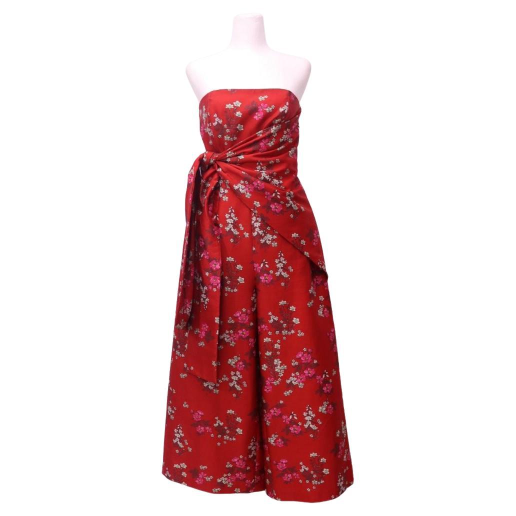 Keepsake Roter geblümter trägerloser Overall mit seitlicher Bindung - EU 38 im Angebot