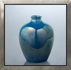 Blue Vase- 21st Century Contemporary Still-life Painting of a Blue Vase