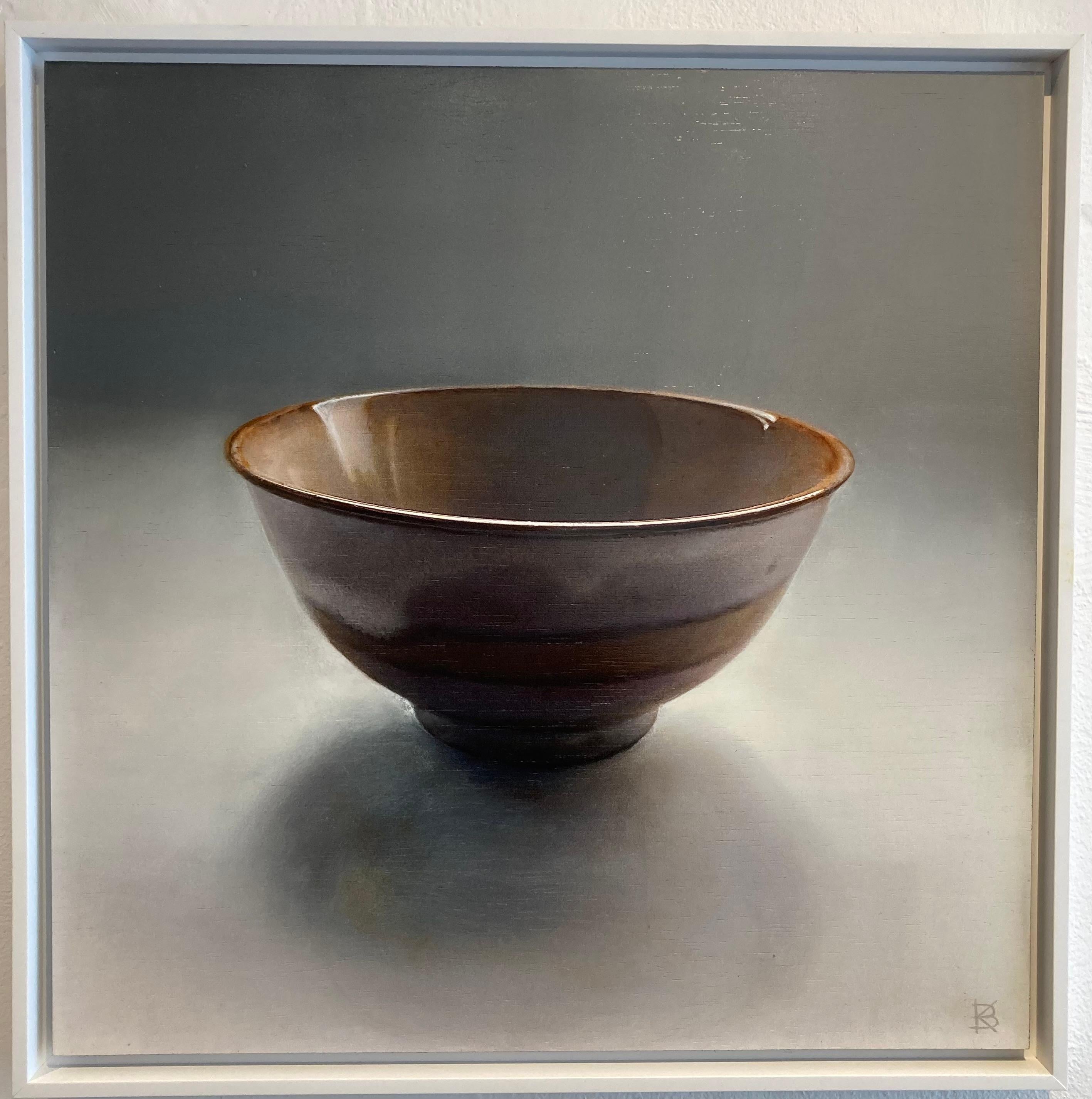 Bowl Reset I Oil Painting on Panel Brown Still Life Figurative In Stock 