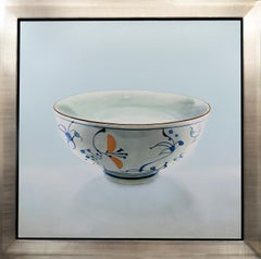 Japanese Bowl Oil Painting on Panel Wood Still Life Contemporary In Stock