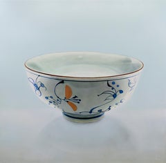 Japanese Bowl Oil Painting on Panel Wood Still Life Contemporary In Stock