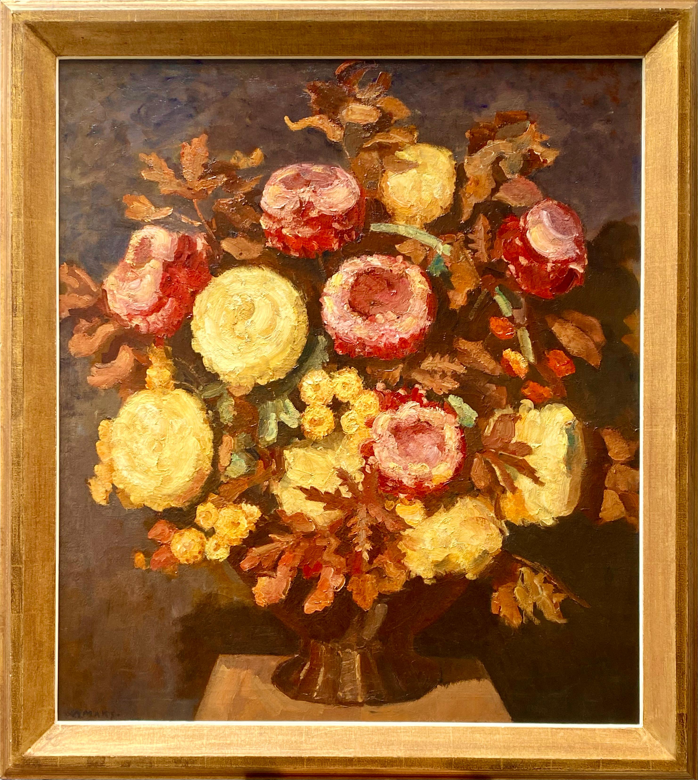 Chrysantheme in einer Vase" von Kees Maks, Amsterdam 1876 - 1967, niederländischer Maler