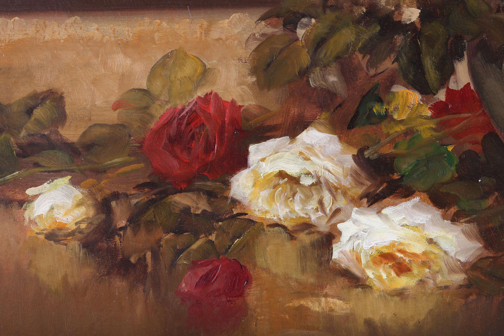 A Still Life of Roses - Impressionist Painting by Kees Terlouw