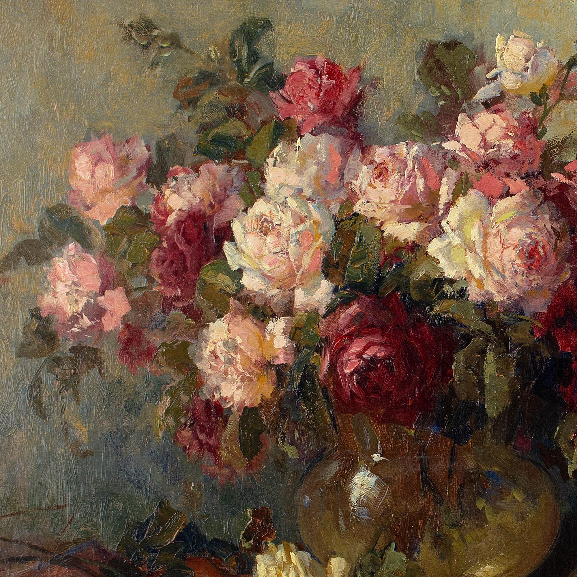 Kees Terlouw, Still Life With Roses, Oil Painting  4