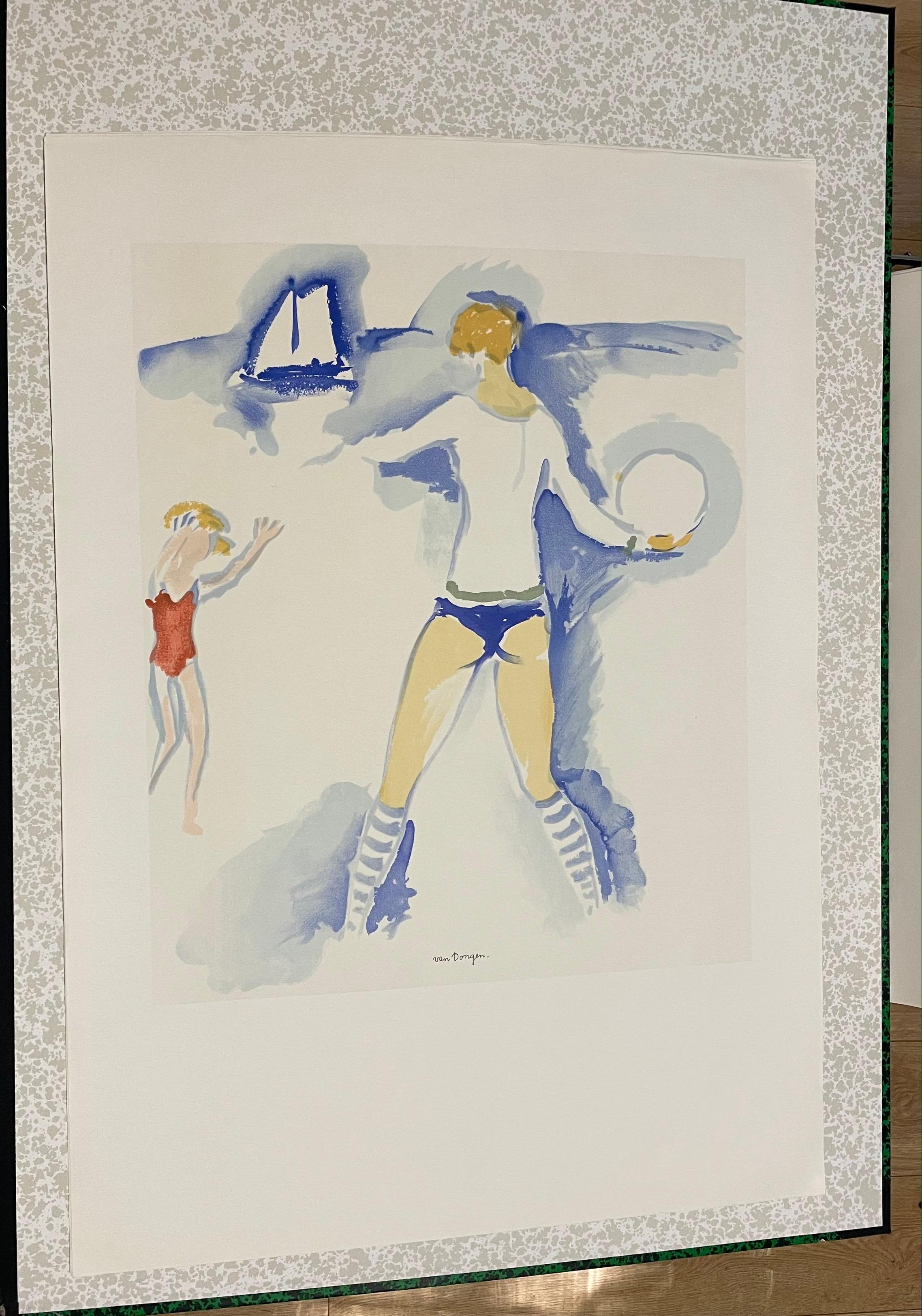 Kees Van Dongen 1966  litografia Donna sulla spiaggia in vendita 6