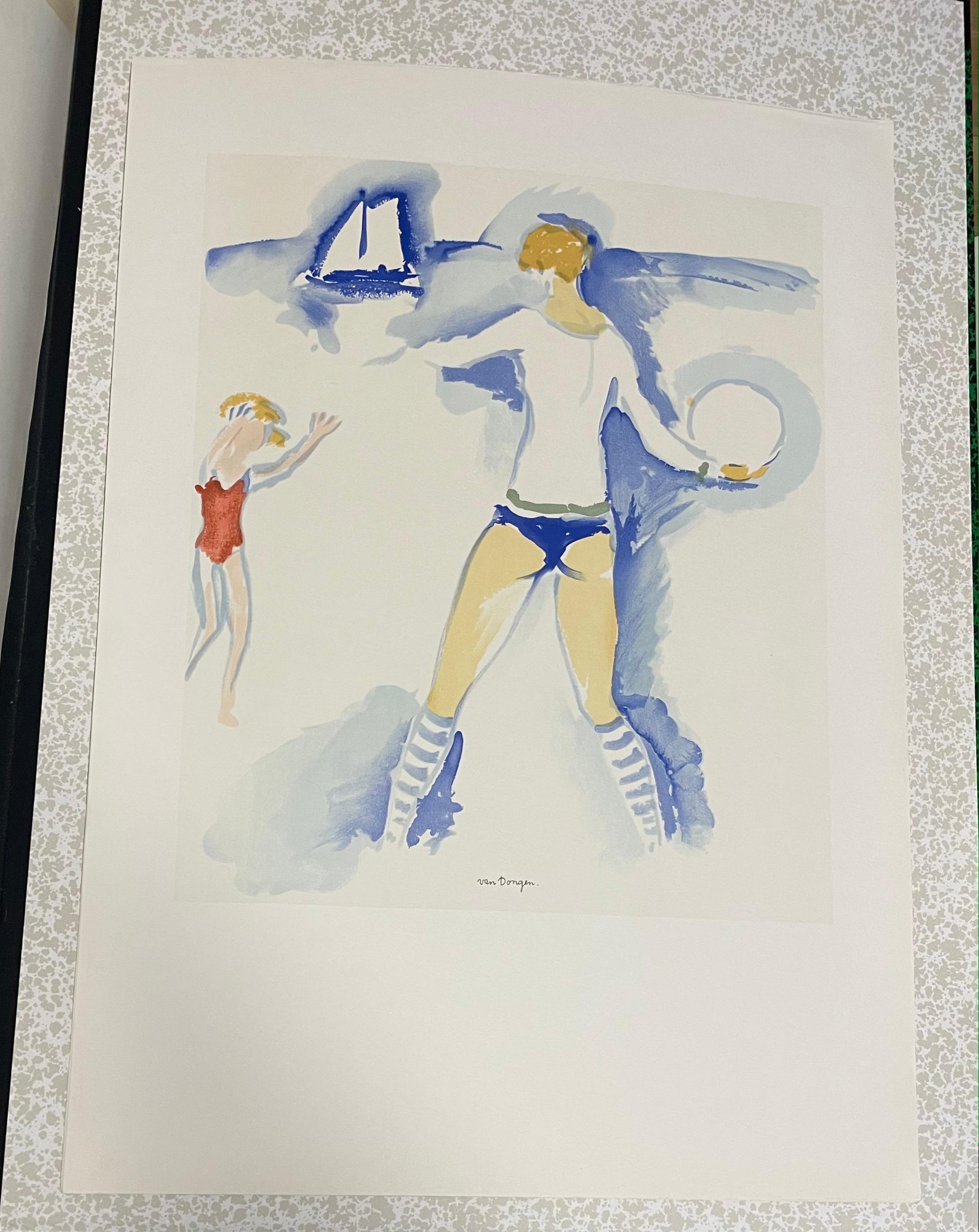 Carta Kees Van Dongen 1966  litografia Donna sulla spiaggia in vendita