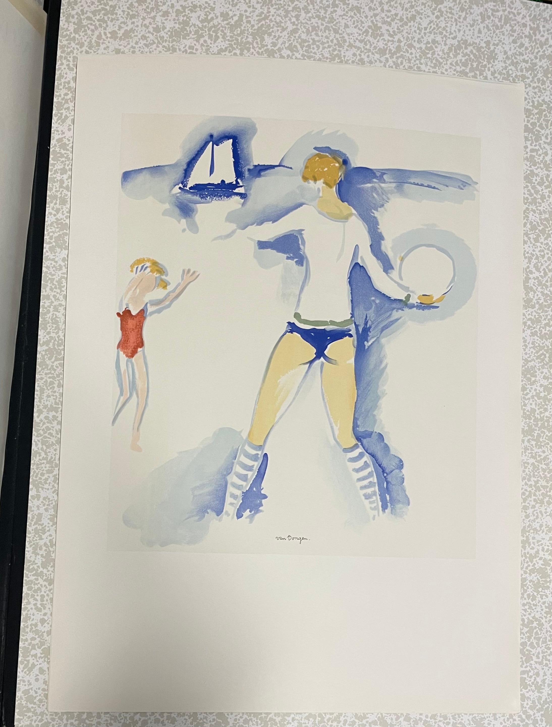 Kees Van Dongen 1966  litografia Donna sulla spiaggia in vendita 2