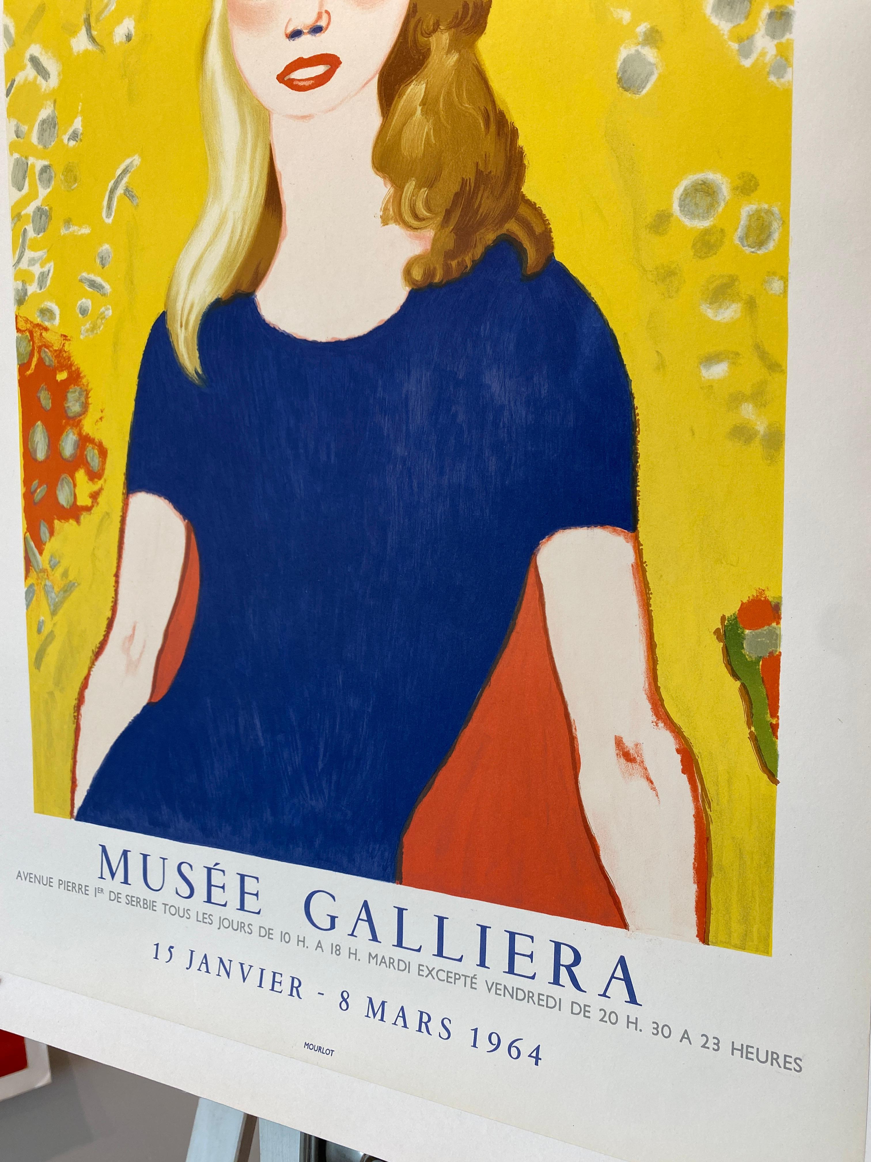 Mid-Century Modern Kees van Dongen MUSÉE GALLIERA, Original Vintage Poster Brigitte Bardot, 1964