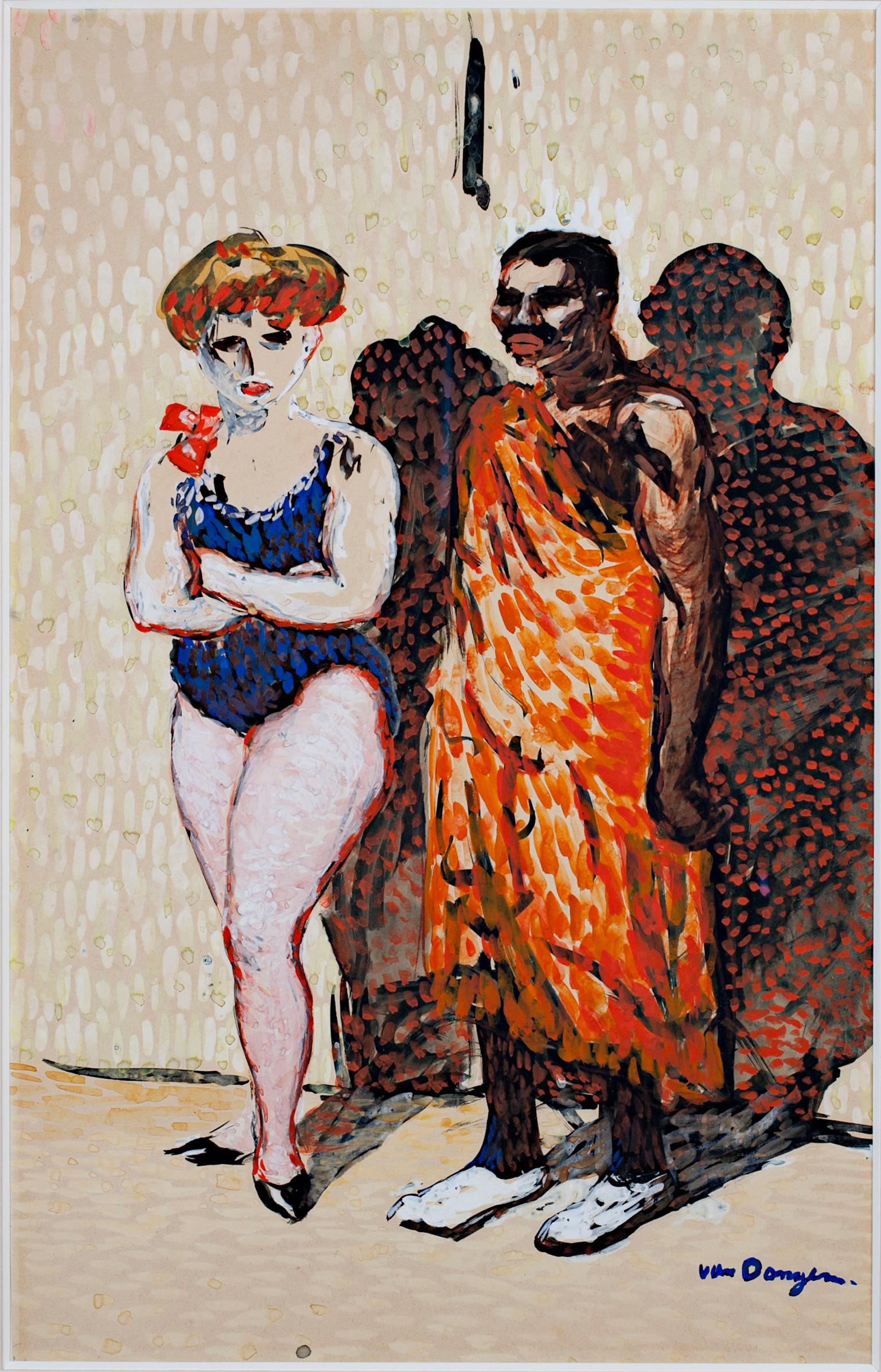 Kees van Dongen Artistas de circo 1900s Vintage Figura vibrante Fauvista Firmado en venta 1