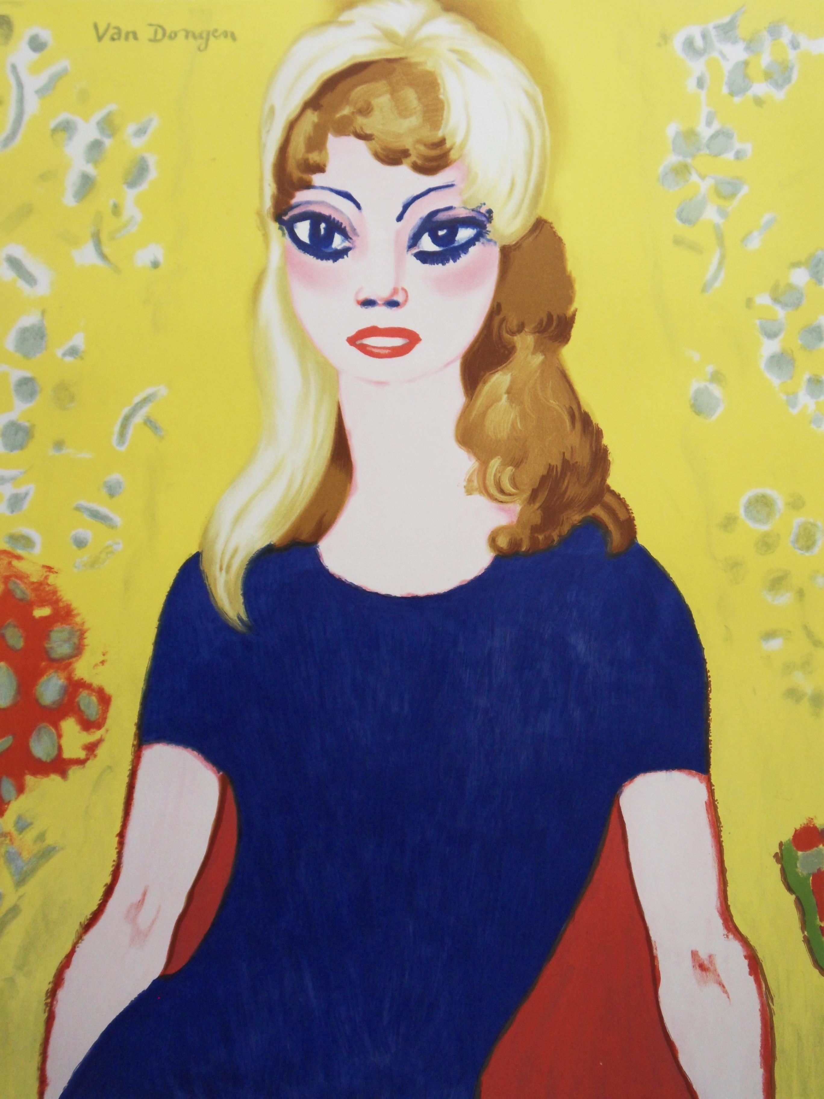 Brigitte Bardot : Femme blonde aux grands yeux - Lithographie originale, Mourlot 1964 - Fauvisme Print par Kees van Dongen