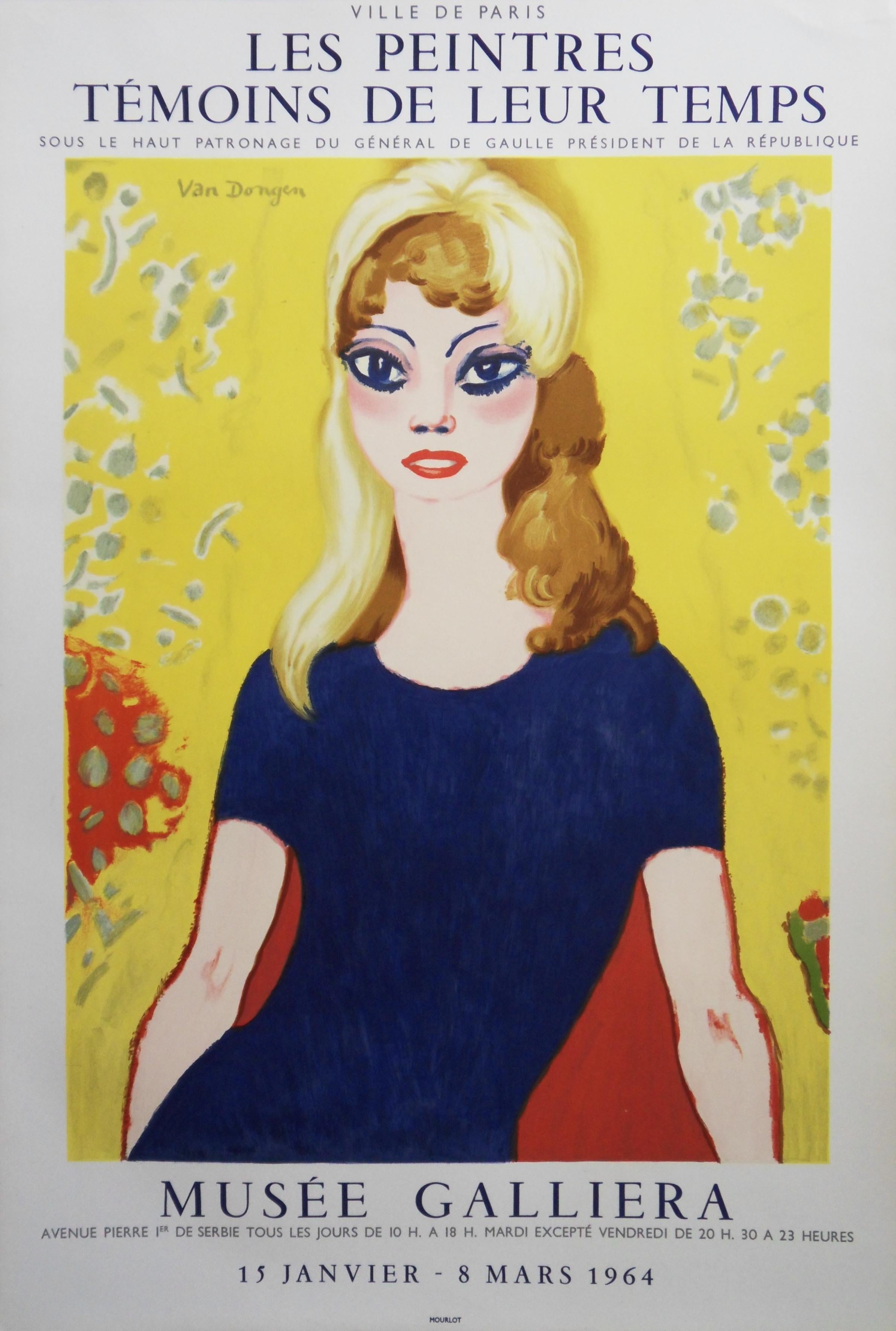 Kees van Dongen Portrait Print - Brigitte Bardot : Blond Woman with Tall Eyes - Original lithograph, Mourlot 1964