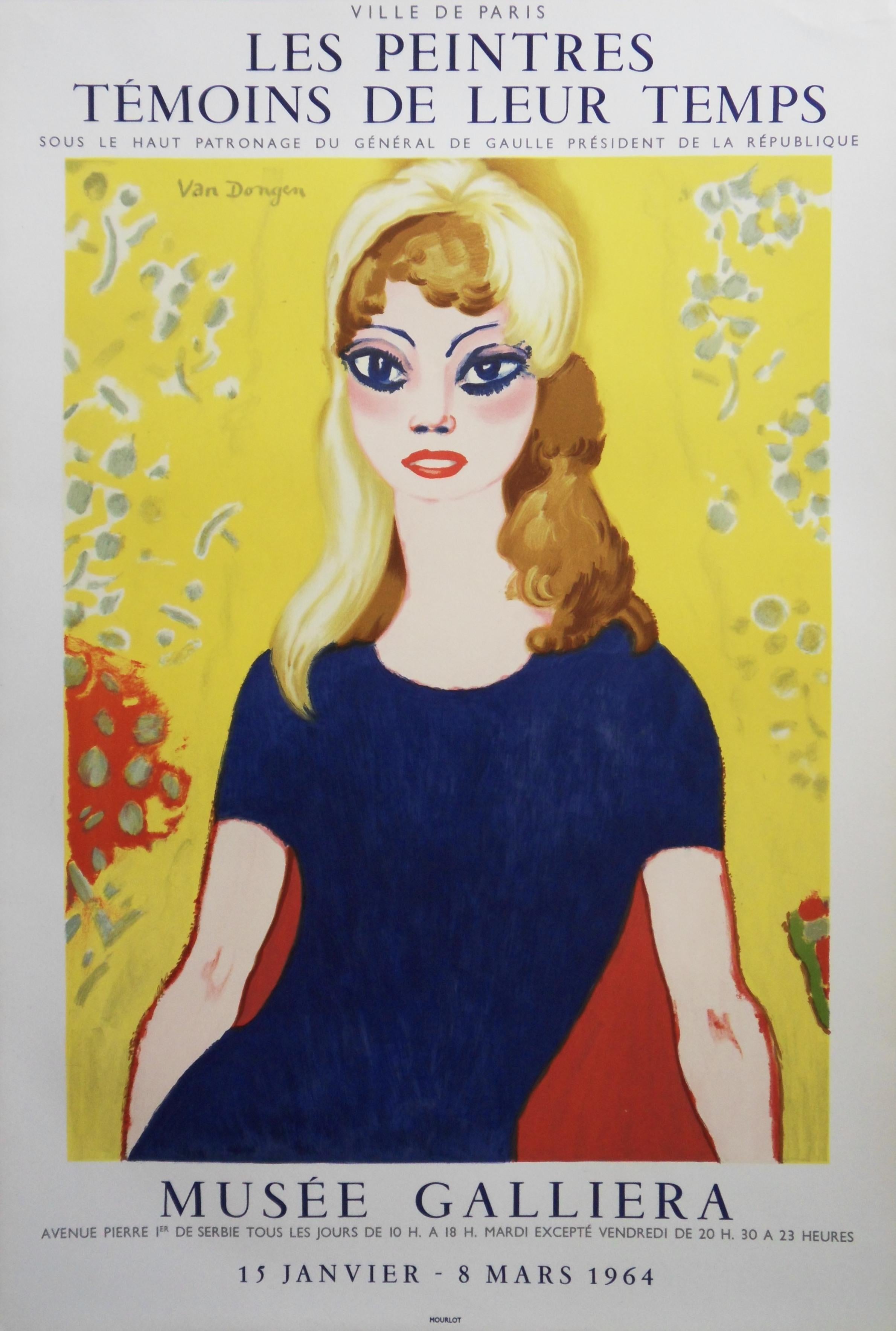 Portrait Print Kees van Dongen - Brigitte Bardot : Femme blonde aux grands yeux - Lithographie originale, Mourlot 1964