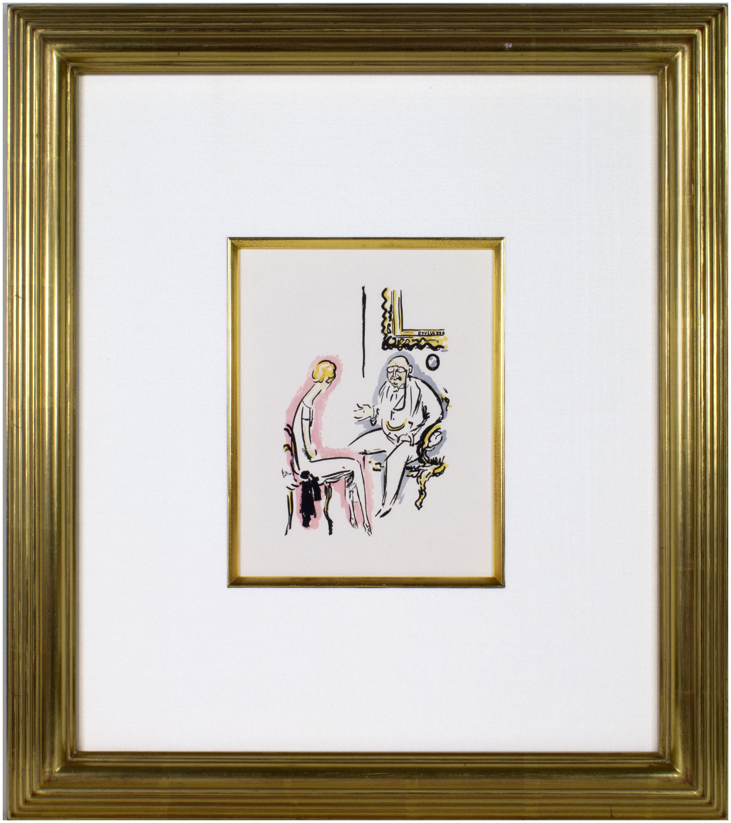 Figurative Print de Kees van Dongen - "Pareja Conversando - Serie La Garconne", Pochoir sobre papel