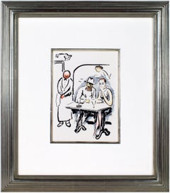 "In the Cafe -La Garconne Series, " a Color Pochoir
