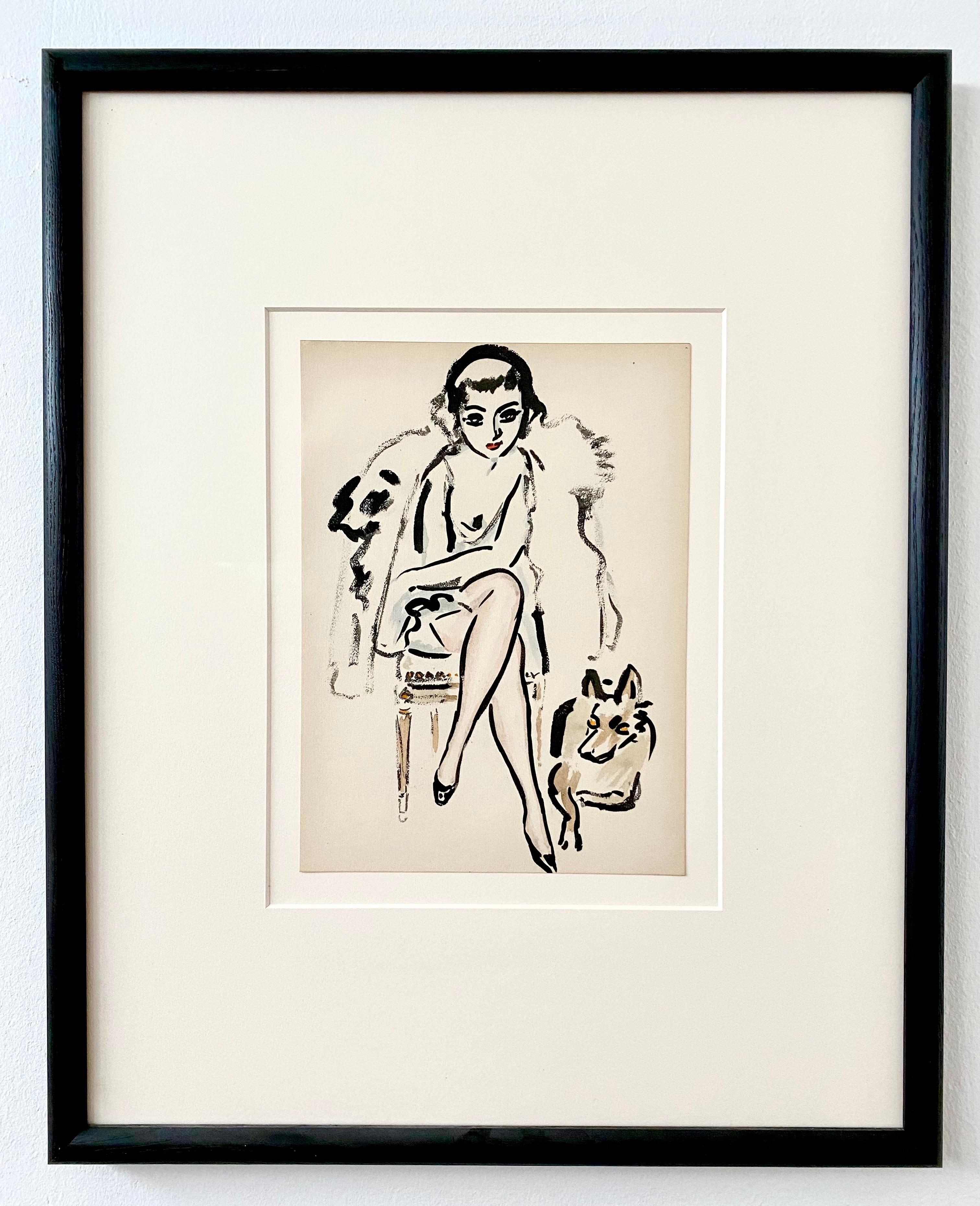 Jeune Femme au Chien - Print by Kees van Dongen
