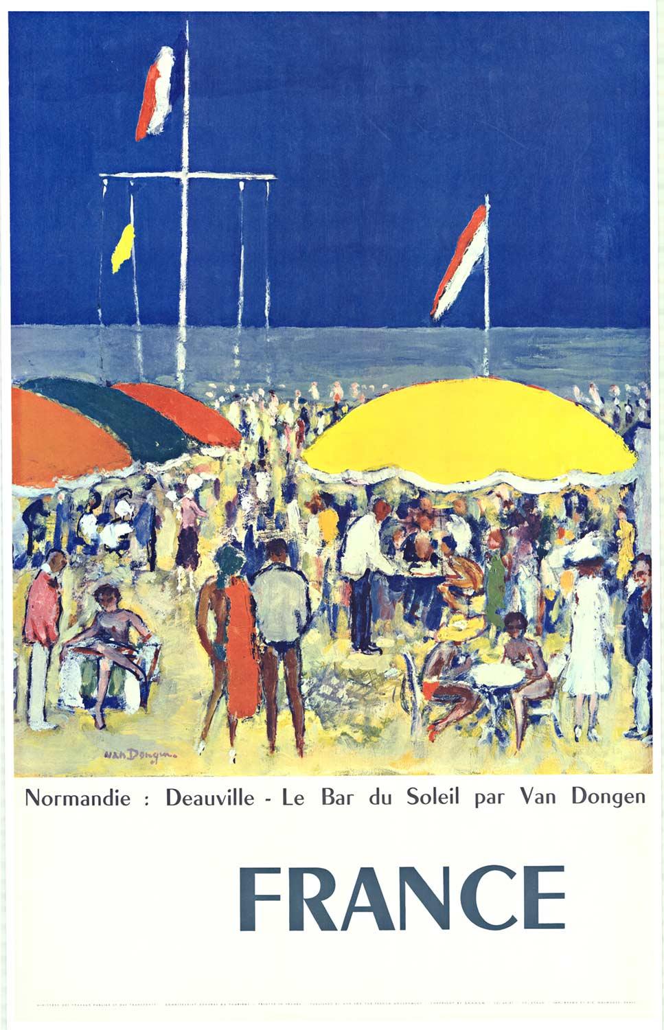 Französisches Vintage- Strandplakat Normandie Deauville, Frankreich – Print von Kees van Dongen