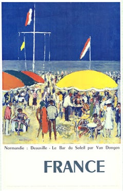 Französisches Vintage- Strandplakat Normandie Deauville, Frankreich