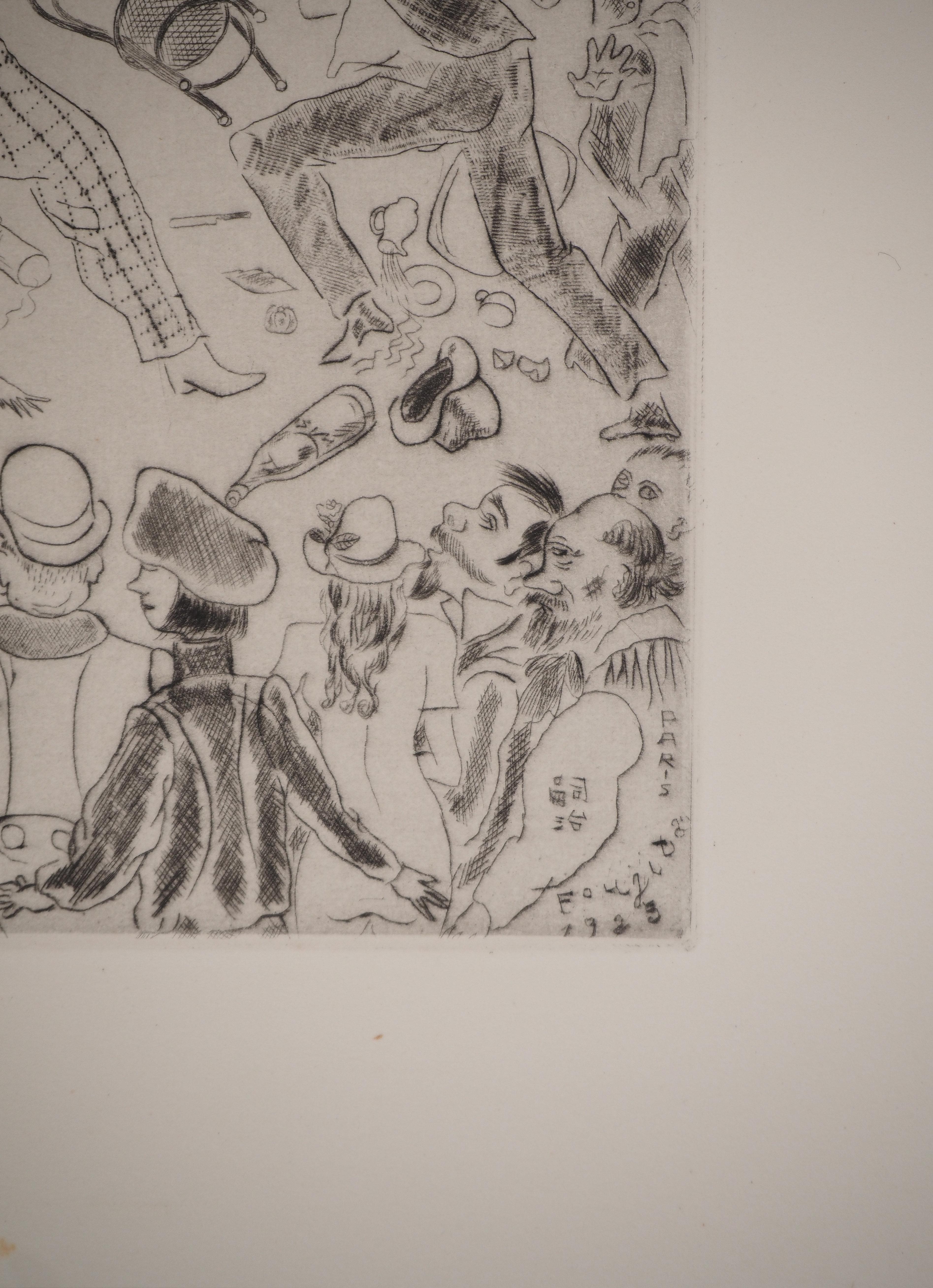 París : Club parisino - Grabado original, 1927 (Juffermans #JE4) - Print Moderno de Kees van Dongen