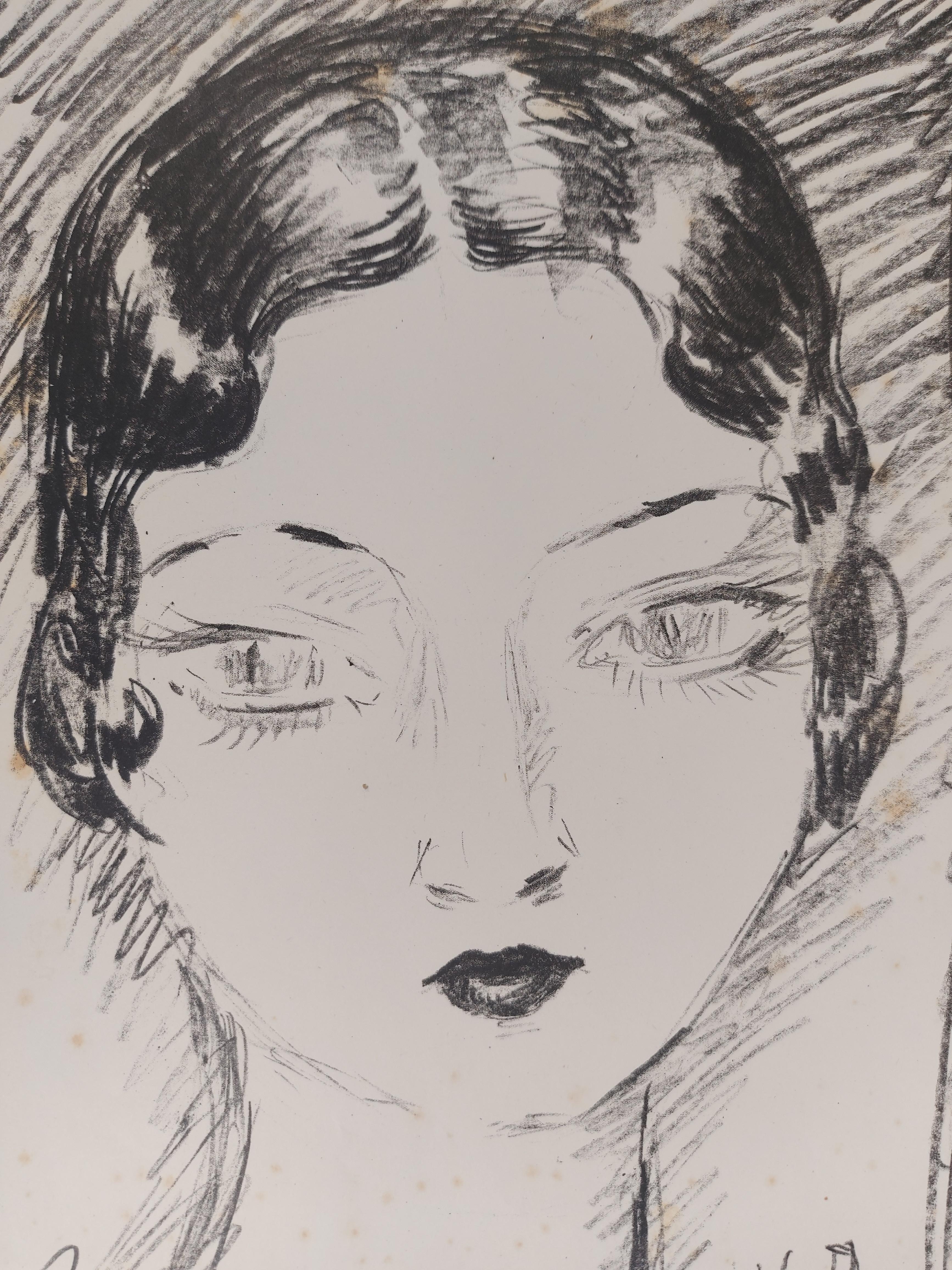 Young Girl with Big Eyes - Original lithograph (Juffermans #JL15) - Print by Kees van Dongen