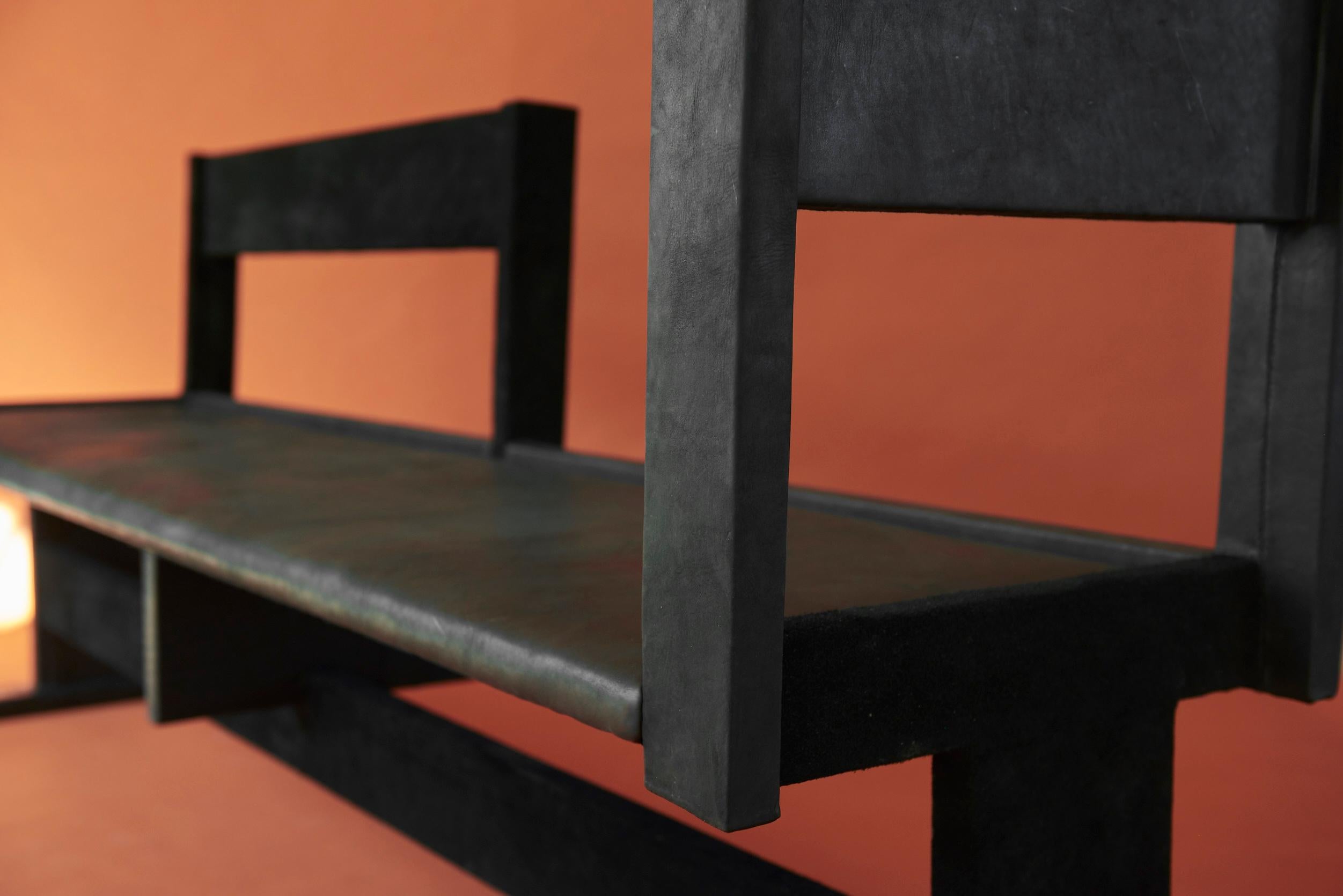 Contemporary Limited Edition Leather Keeva Bench by Nish Studio For Sale