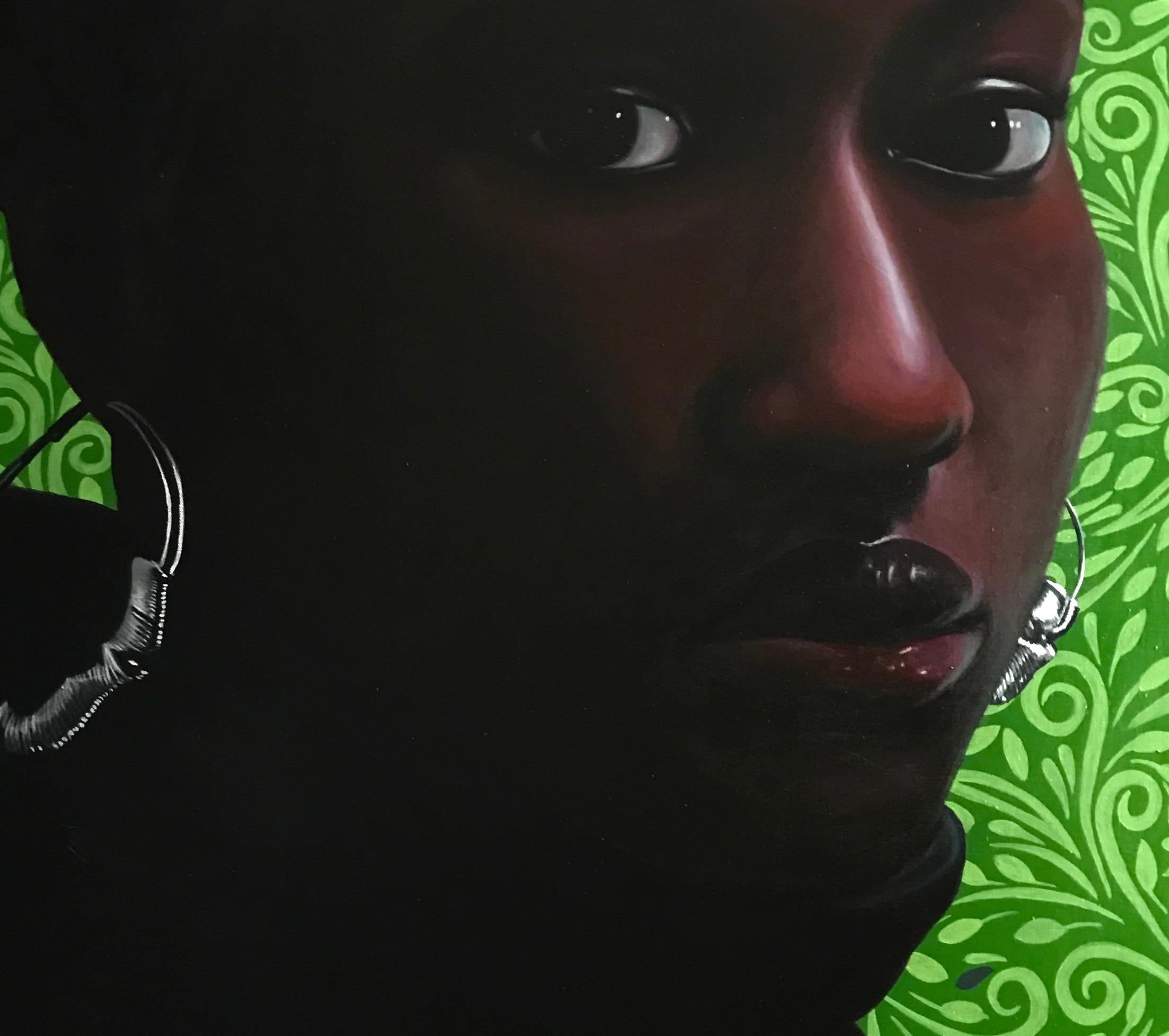 Schwarzer Rollkragenpullover 2 -21. Jahrhundert Zeitgenössisch, Figuratives Porträt, Afrika Frauen (Surrealismus), Painting, von Kehinde Mayowa