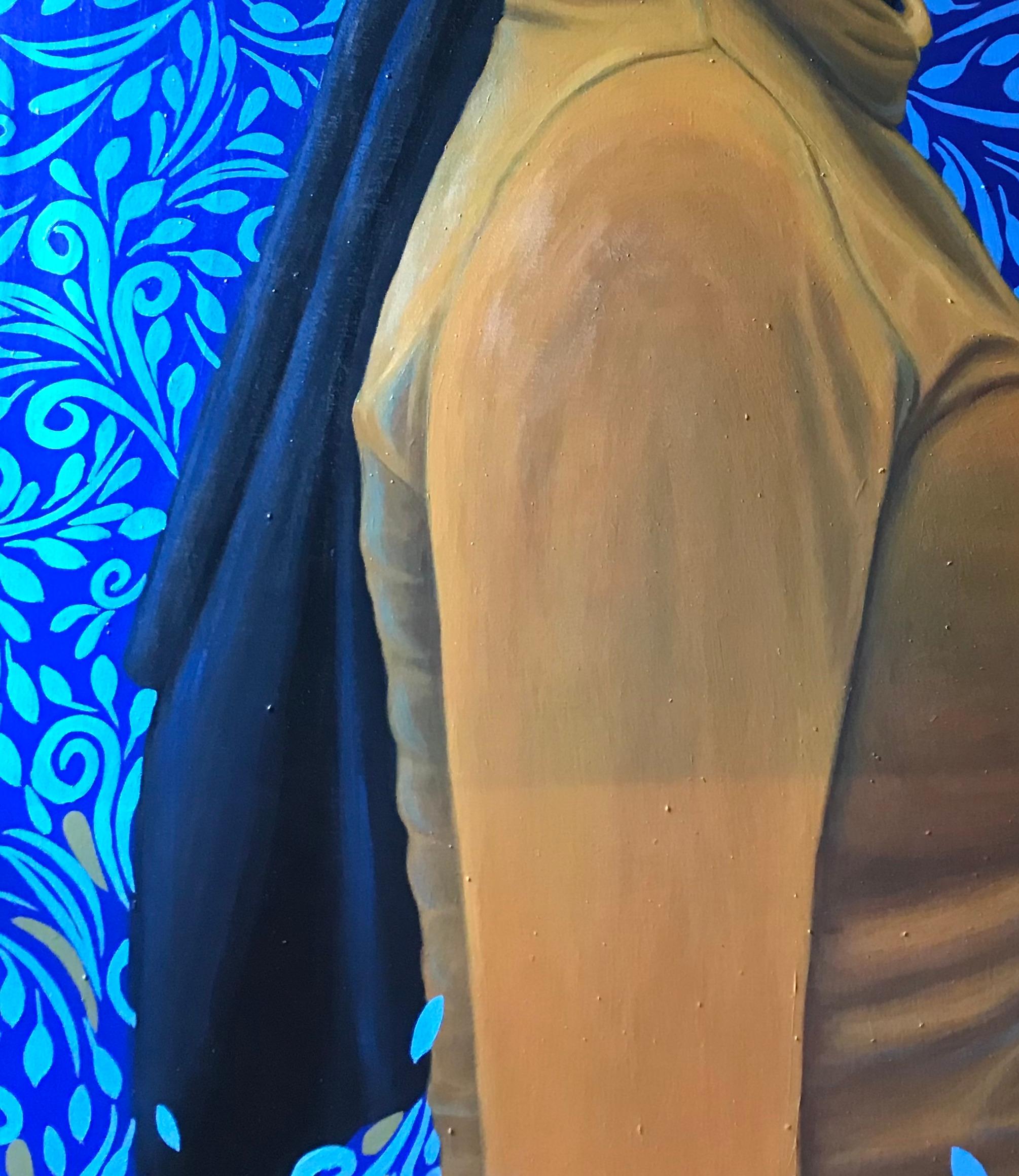 Dauntless 3 -Siglo XXI Contemporáneo, Retrato figurativo, Mujer, Motivo azul - Figurative Painting Azul de Kehinde Mayowa