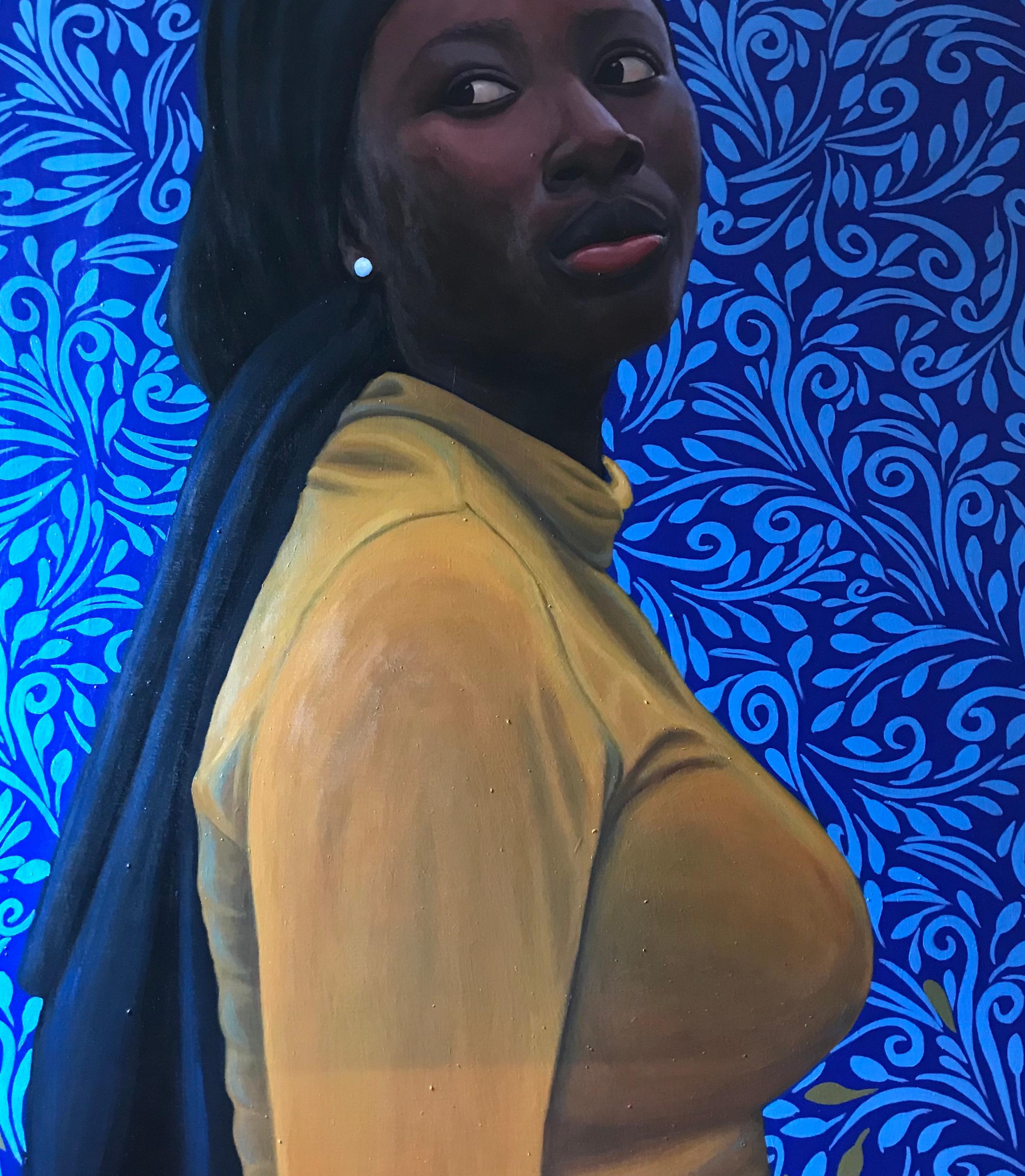 Dauntless 3 -Siglo XXI Contemporáneo, Retrato figurativo, Mujer, Motivo azul en venta 1