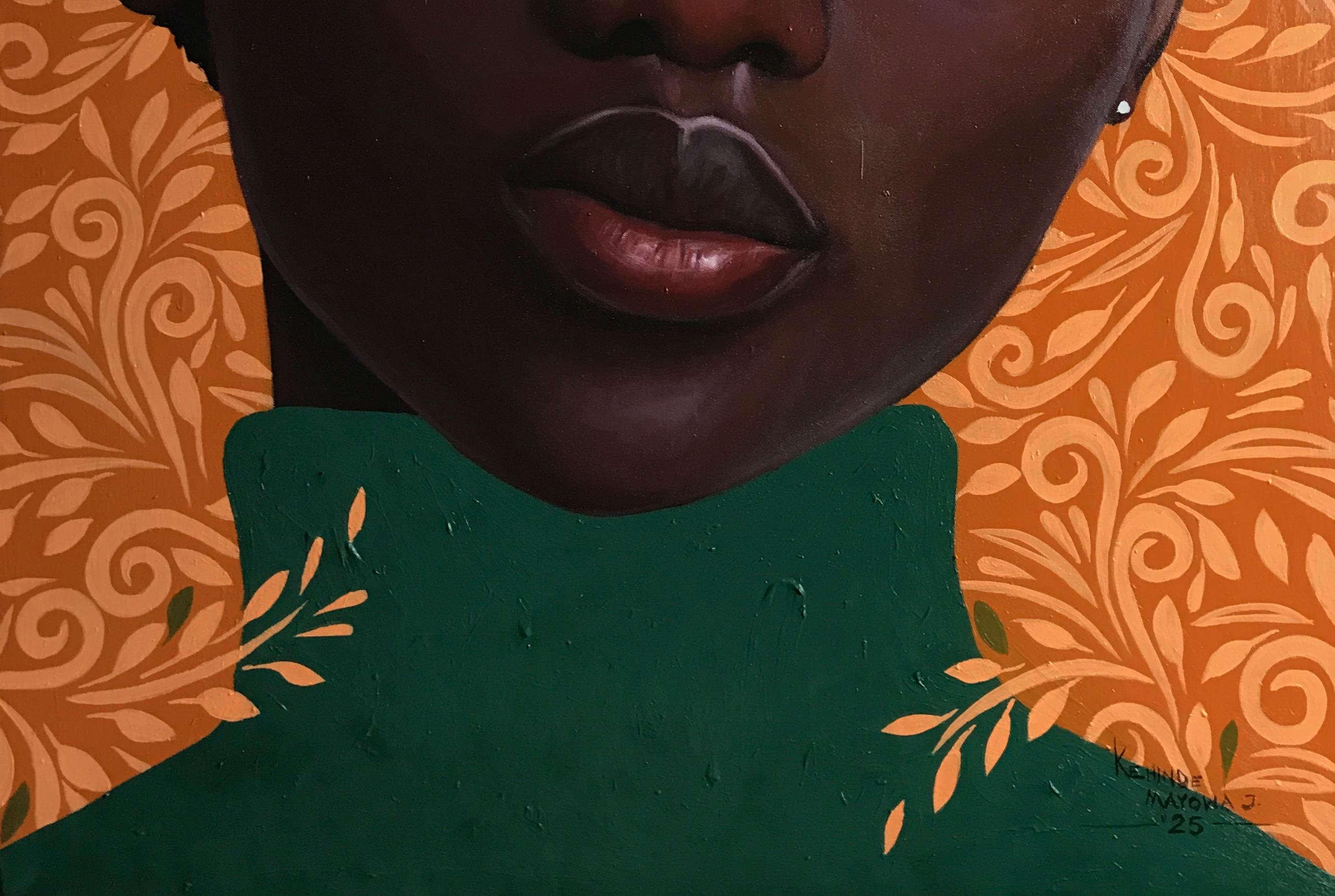 Echoes of Elsewhere - Zeitgenössisches 21. Jahrhundert, Figuratives Porträt, Mutige Frauen (Surrealismus), Painting, von Kehinde Mayowa