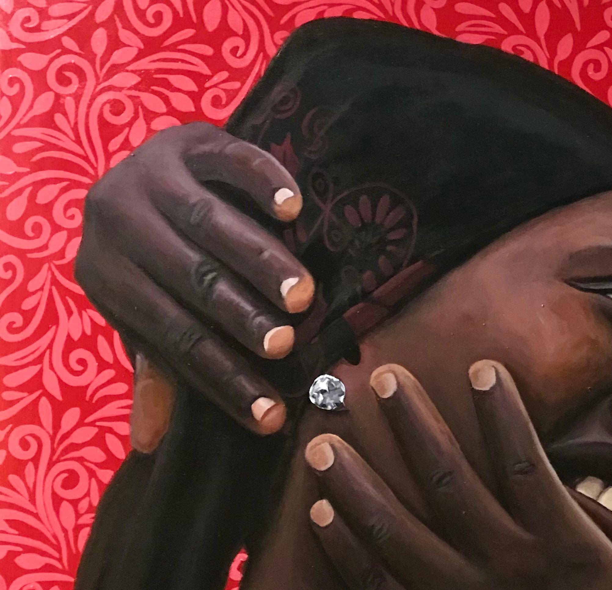 Mädchen mit Kristall-Ohrring – Painting von Kehinde Mayowa