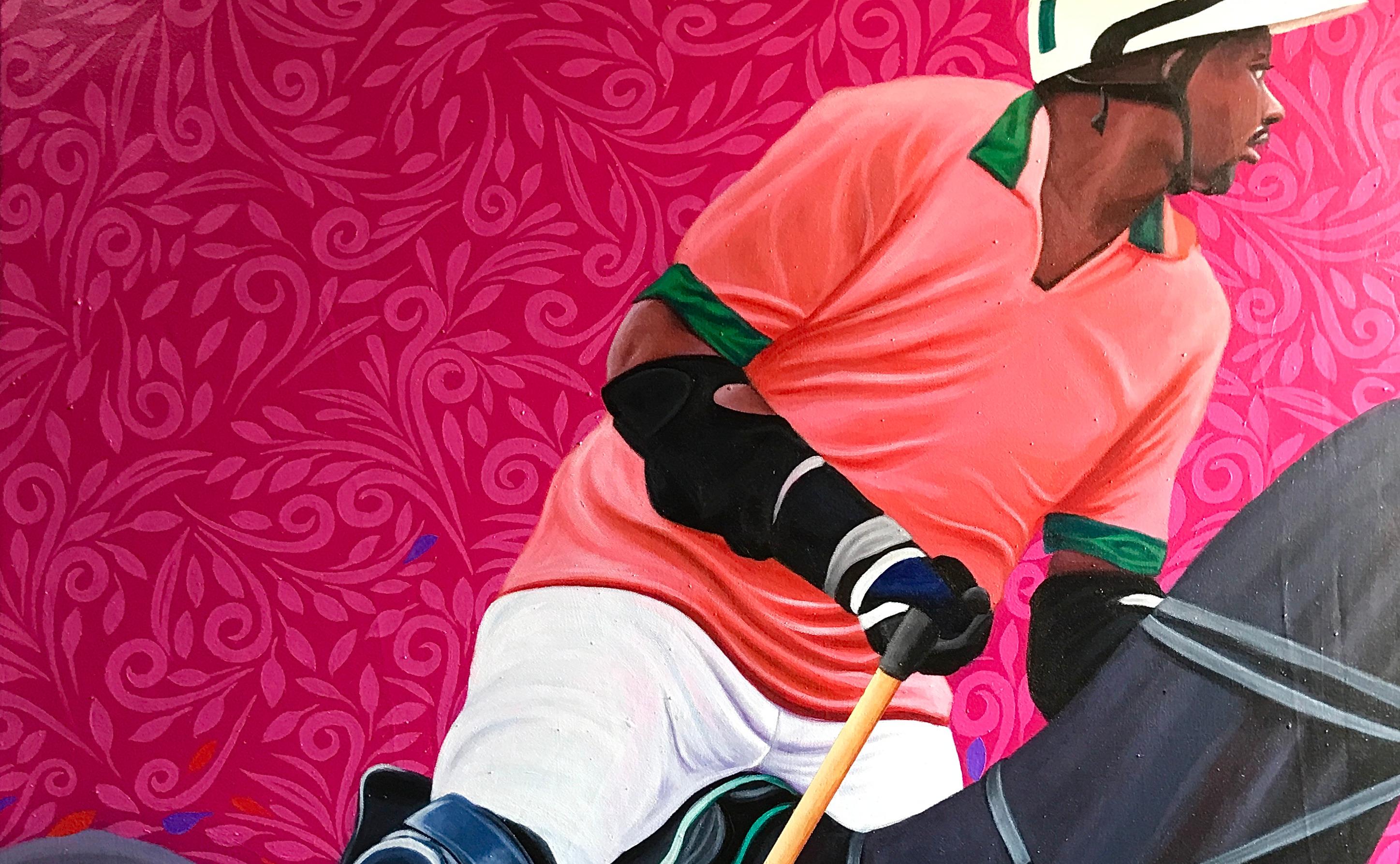 Mallet's Majesty - 21. Jahrhundert Zeitgenössisch, Figurativ, Pferd, Männer Polospieler – Painting von Kehinde Mayowa
