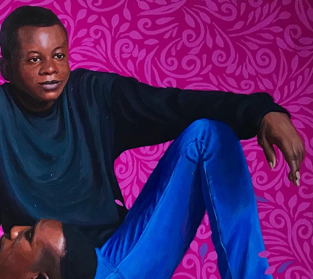 Mi hermano - Siglo XXI Contemporáneo, Retrato figurativo, Hombres, Patrón de color - Painting Expresionista de Kehinde Mayowa