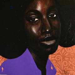 Quiet Strength -21st Century Contemporary Figurative Portrait, Bold Africa Women