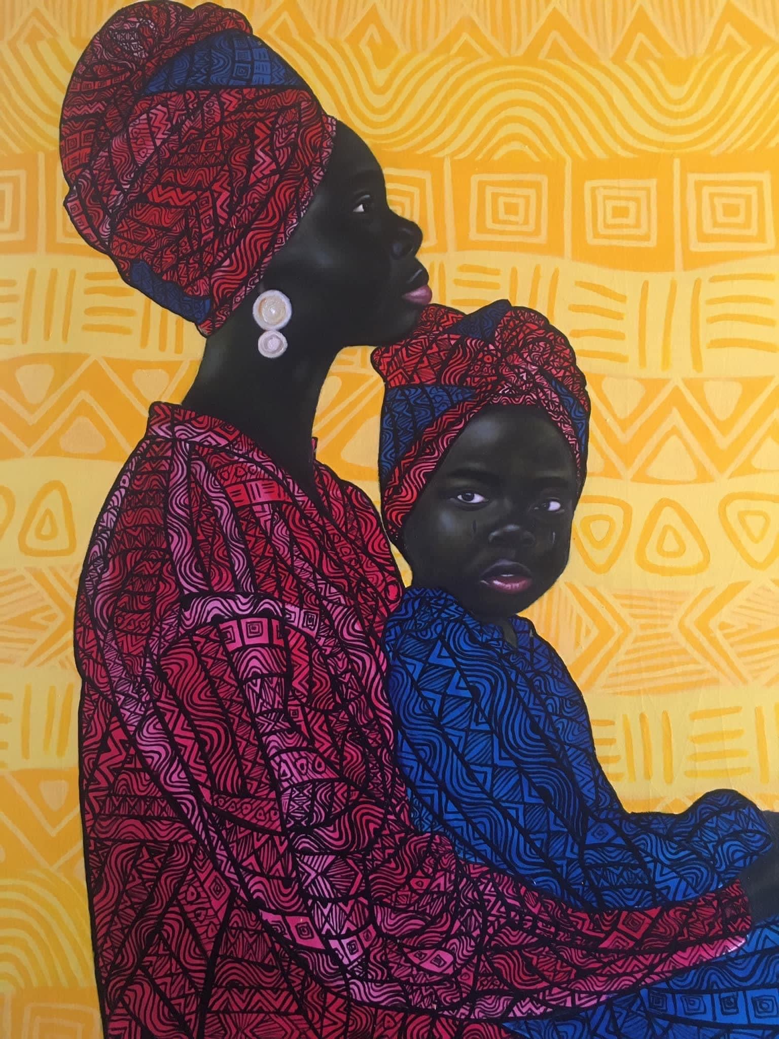 Erstgeborener – Mixed Media Art von Kehinde Oyafajo