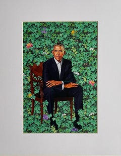 Kehinde Wiley, Barack Obama print of famous presidential portrait in Smithsonian