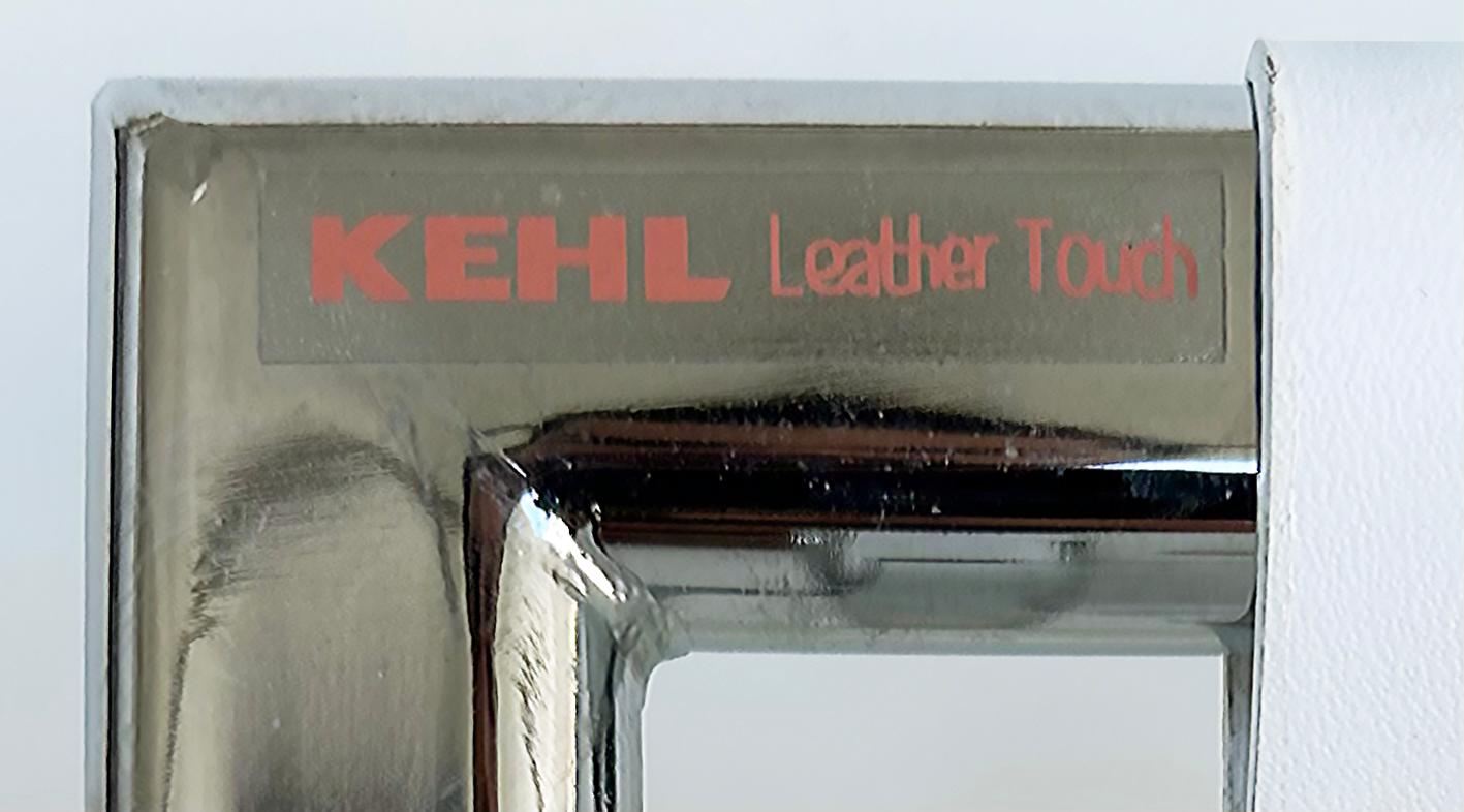 Kehl Woven Leather and Chrome X-Frame Foldable Modernist Magazine Stand c1980 For Sale 1