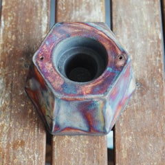 Keihatsu Raku Tealight Candle Holder Full Copper Matte Handmade Ceramic Pottery