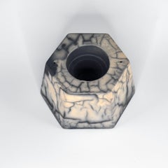 Keihatsu Raku Tealight Candle Holder - Smoked Raku - Handmade Ceramic Pottery
