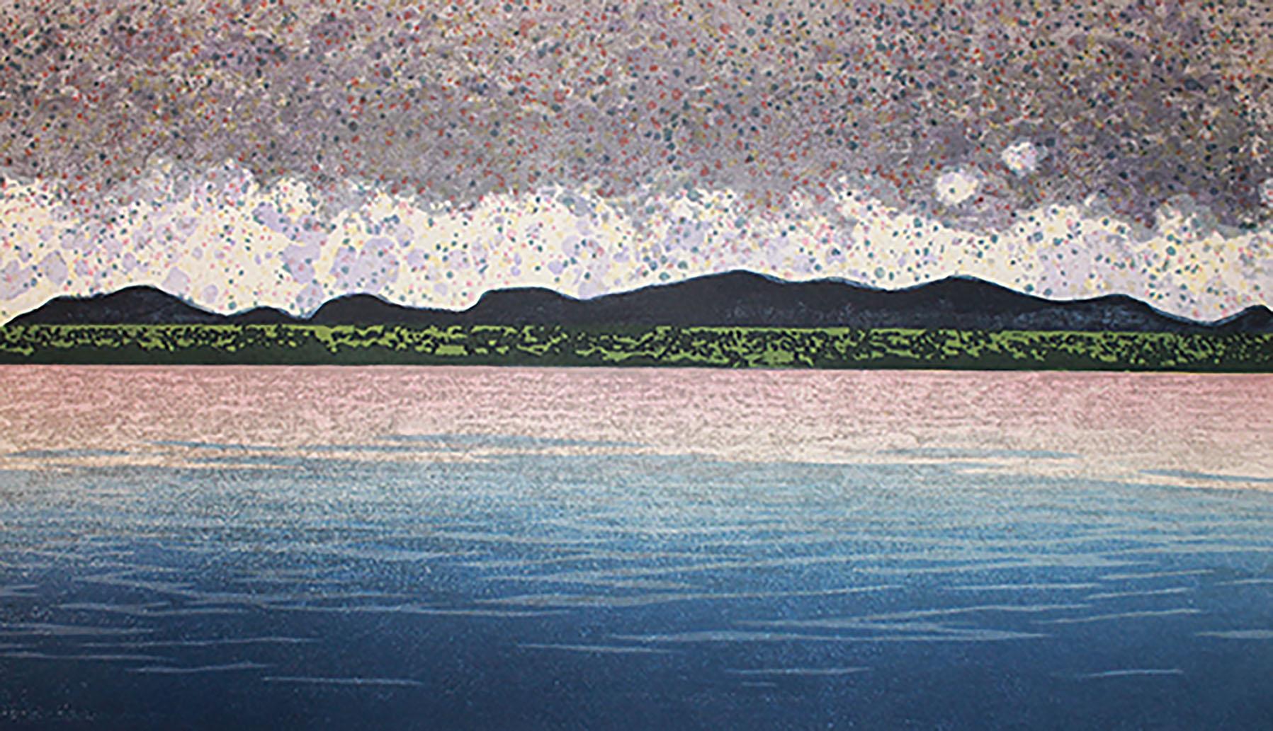 Allegro, Ukiyo-e landscape and sunset woodblock print, 2018