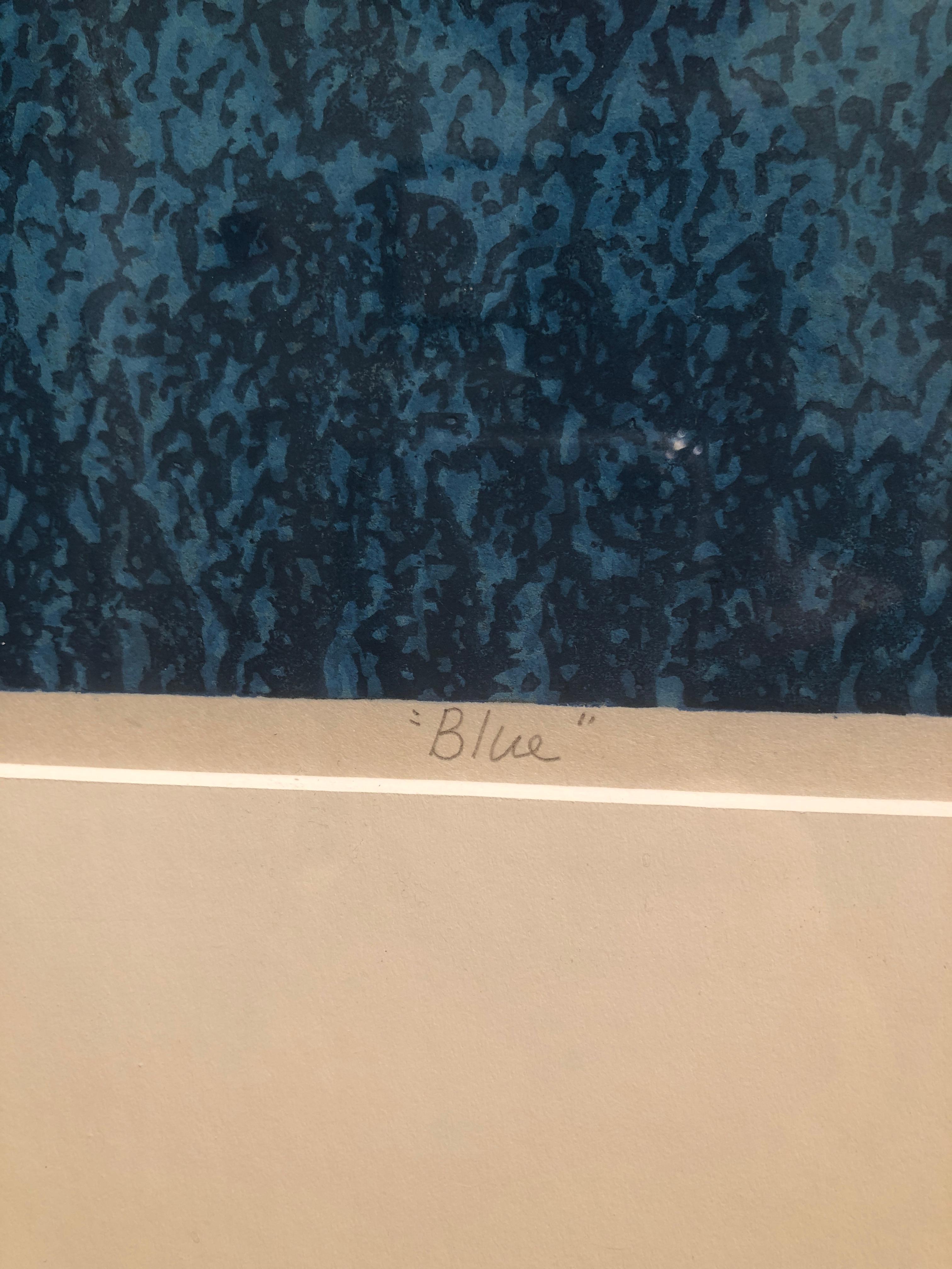 Azul, xilografía de paisaje Ukiyo-e, 2014 en venta 1