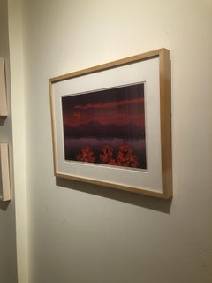 Paisaje crepuscular, rosa y morado de xilografía Ukiyo-e, 2012