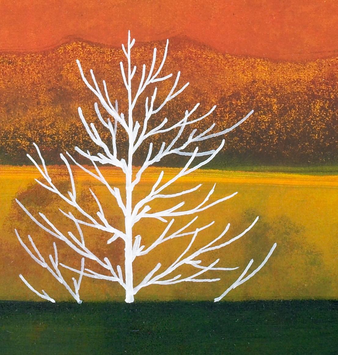 Opus 9, Abstract Sunset Landscape Woodcut Monoprint, 22 x 21 IN Framed - Contemporary Art by Keiji Shinohara