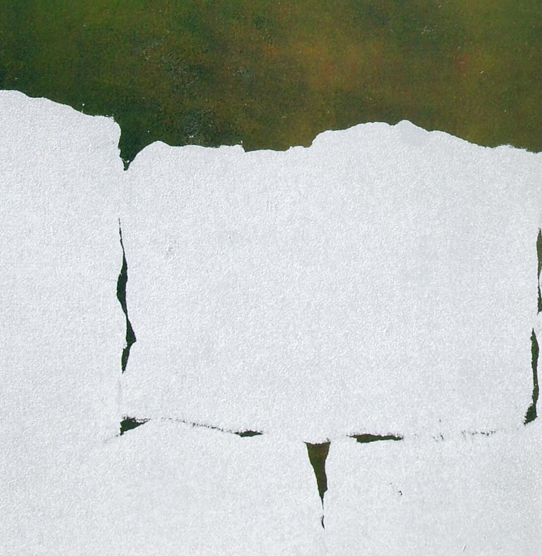 In his Ukiyo-e monotype, Opus 9, 2011, (12 x 11 in // framed size: 22 x 21 in.) Keiji Shinohara uses the tradition of landscape as a playground for his dialogue between eastern and western tradition. Shinohara's flattened sense of perspective