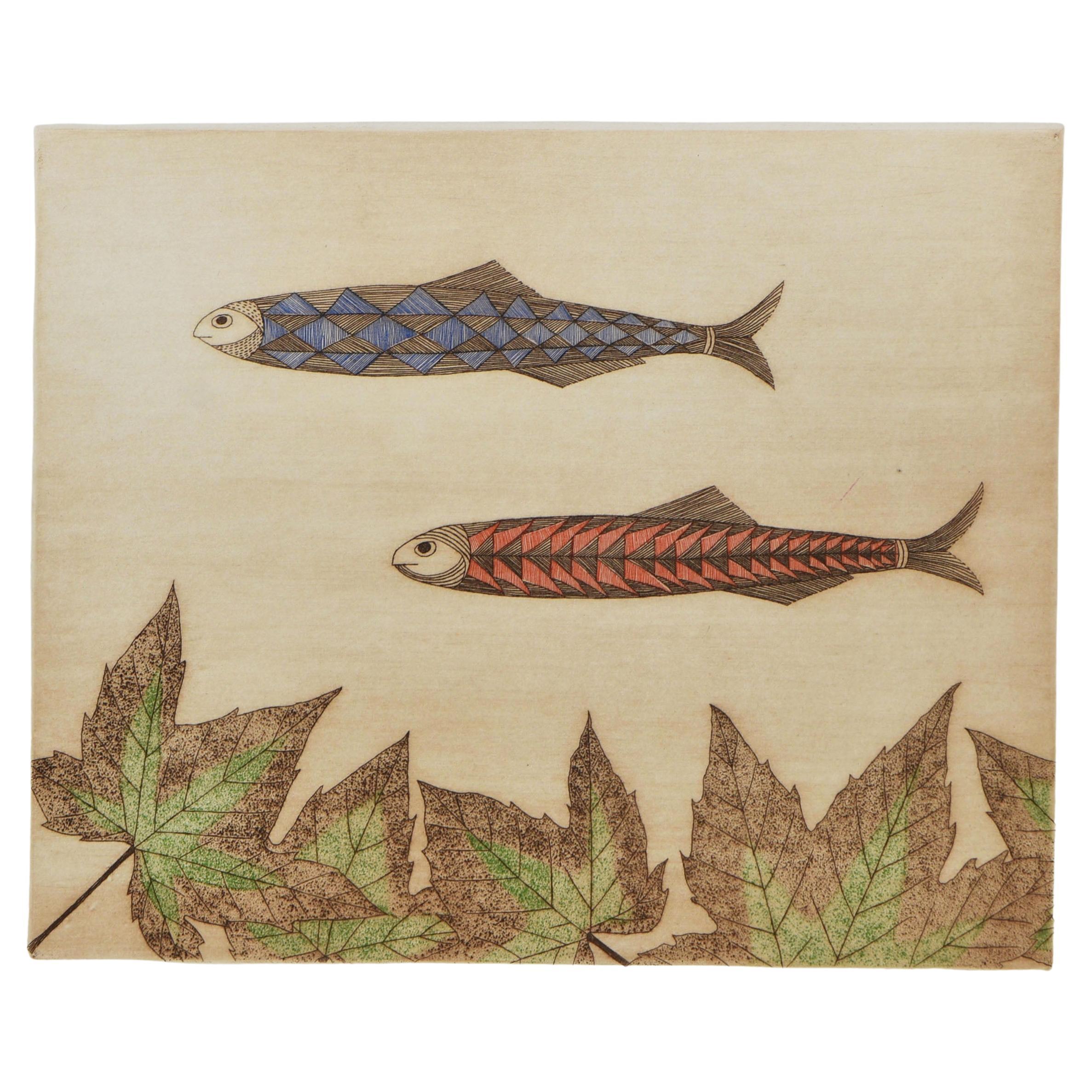 Keiko Minami Signed Etching with Aquatint on Bfk Rives Wove 'Fishes' Japanese For Sale