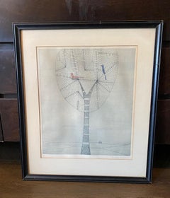 Keiko Minami Signed Limited Edition Japanese Etching Print Birds in Tree