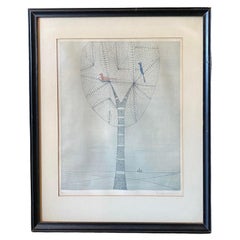Keiko Minami Signed Limited Edition Japanese Etching Print Birds in Tree